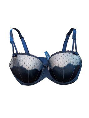 Adore Me 36DD Black Mesh & Lace Padded Bra With Adjustable Straps & Back Closure